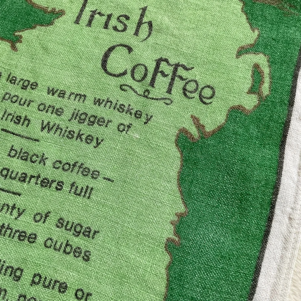 Vintage Irish Coffee Recipe Linen Tea Towel Made in Ireland Pure Linen